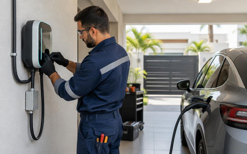 Técnico da ConsertaLar fazendo conserto de instalação de wallbox em Sorocaba e região